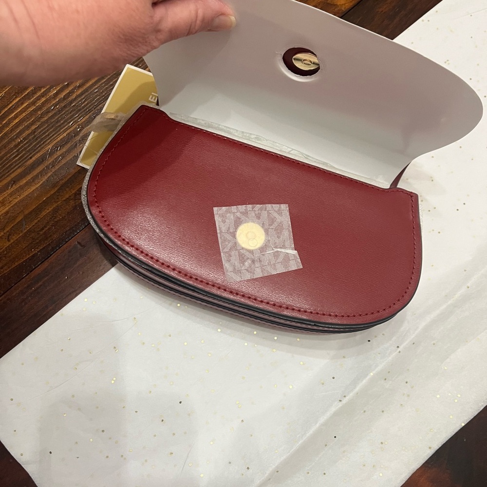 Michael Kors Burgundy Leather Clutch with Gold Accent - Picture 2 of 6